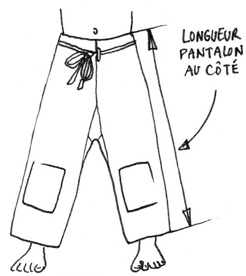 Dessin montrant la mesure au côté pour le pantalon