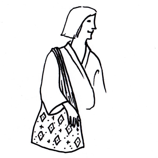 dessin de la Housse pour hakama portée à l'épaule